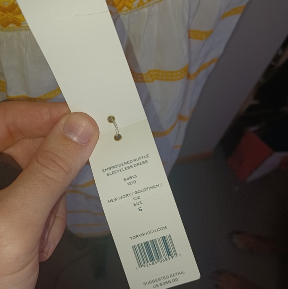 🆕️Tory Burch "Embroidered Ruffle Sleeveless dress" Linen mini - Picture 8 of 14